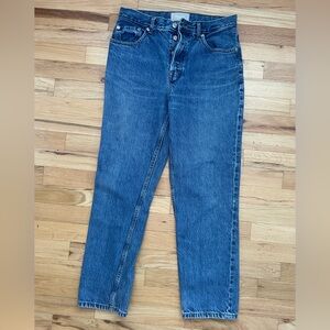 Everlane High-Rise Straight Leg Jeans in Mid Blue Wash